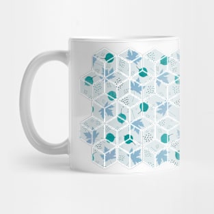 Delicate Leaves Pattern Turquoise Mug